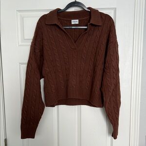 Aritzia Sunday Best Brown Cable Knit Lottie Sweater
